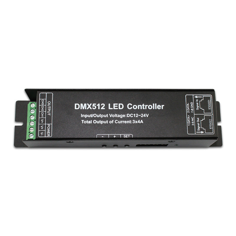 12V 192W Digital Display RGB Controller RJ45 RGB 3 Channels DMX512 Decoder