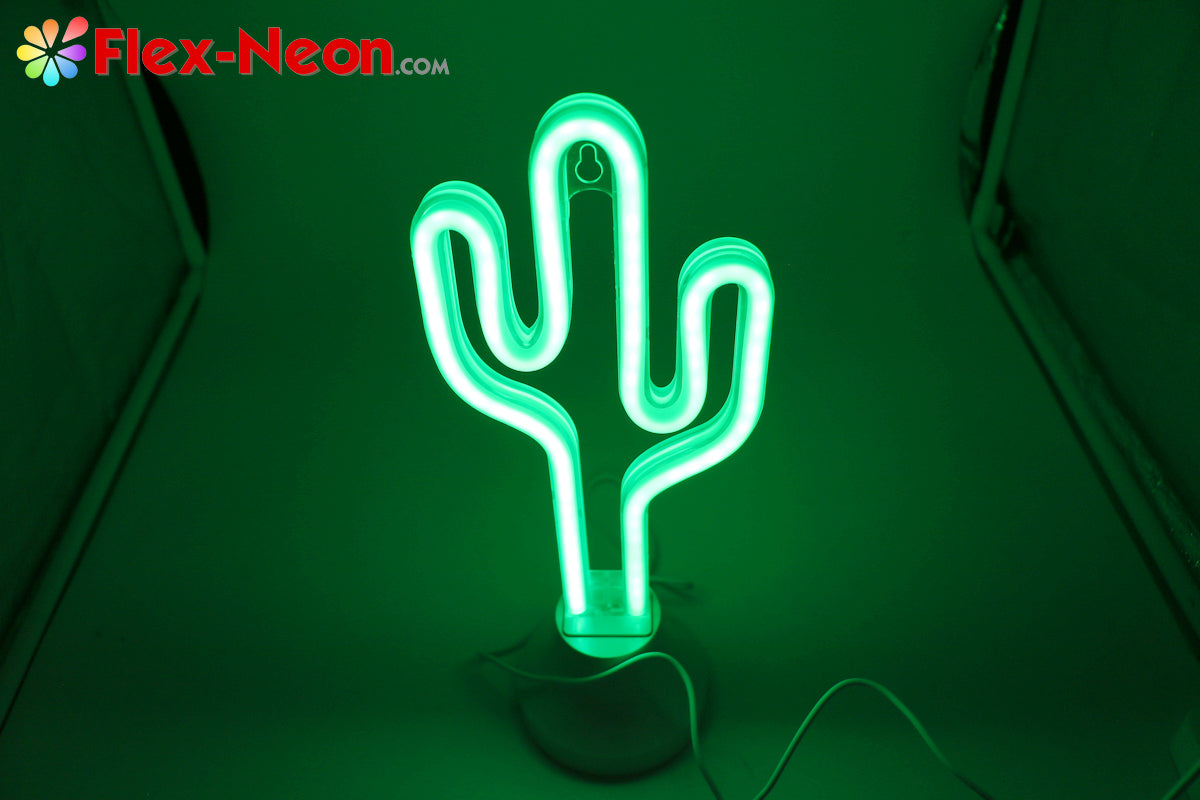 Green Cactus LED Neon Tube Night Light Home Bedroom Desk Lamp Christmas Gift by Flex-Neon.com