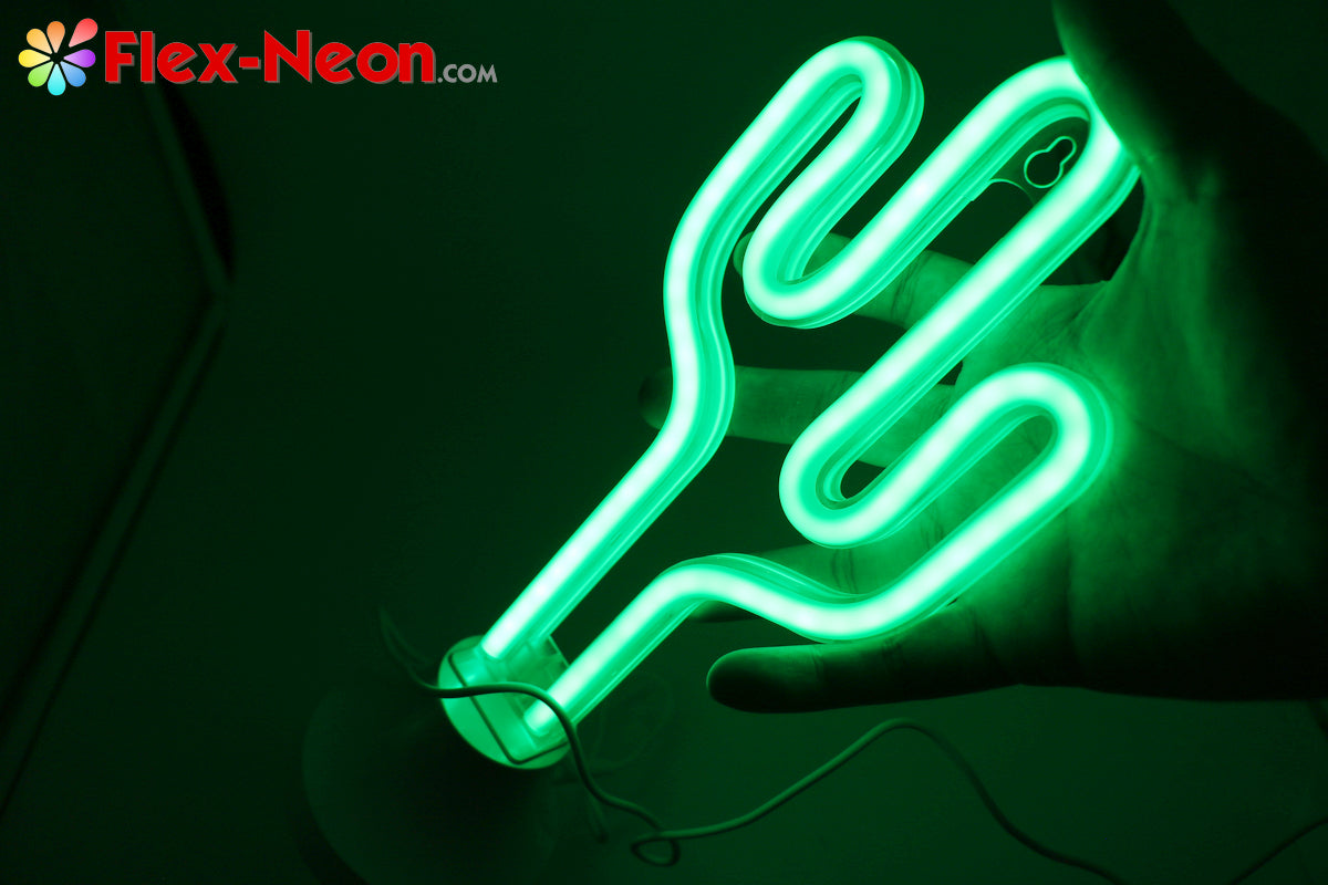 Green Cactus LED Neon Tube Night Light Home Bedroom Desk Lamp Christmas Gift by Flex-Neon.com