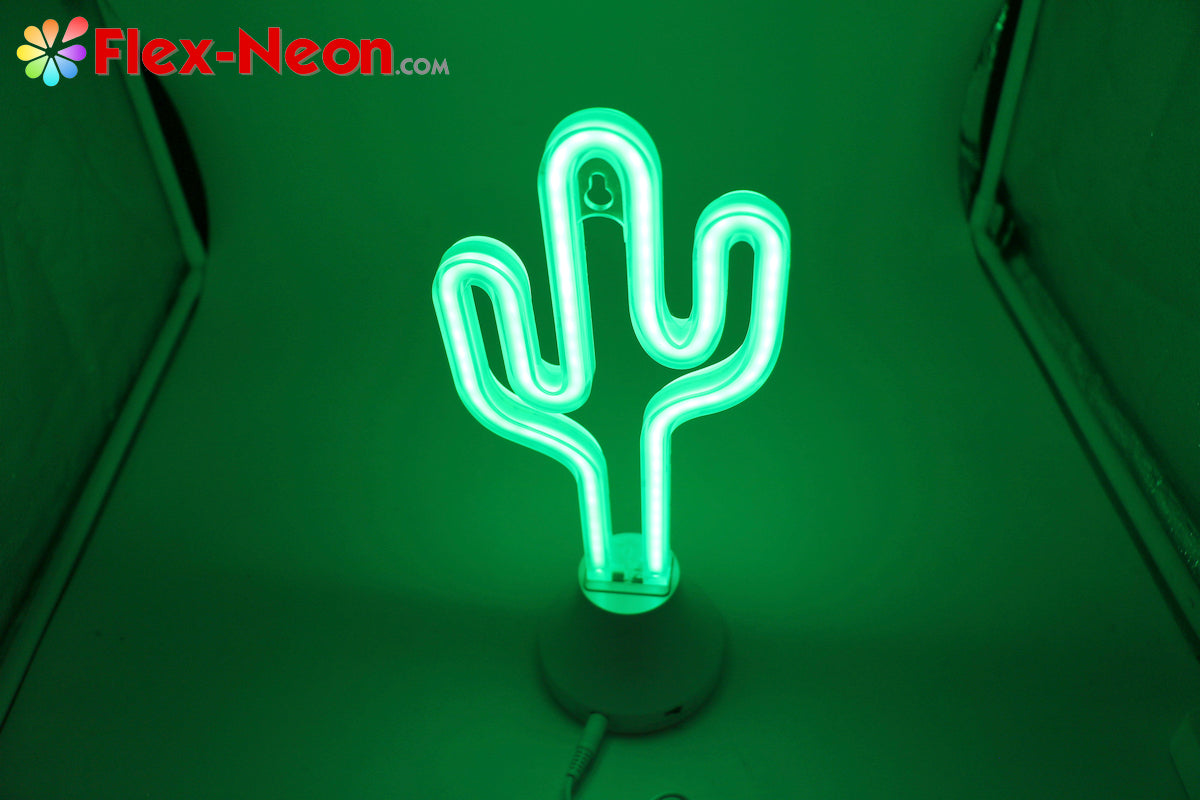 Green Cactus LED Neon Tube Night Light Home Bedroom Desk Lamp Christmas Gift by Flex-Neon.com