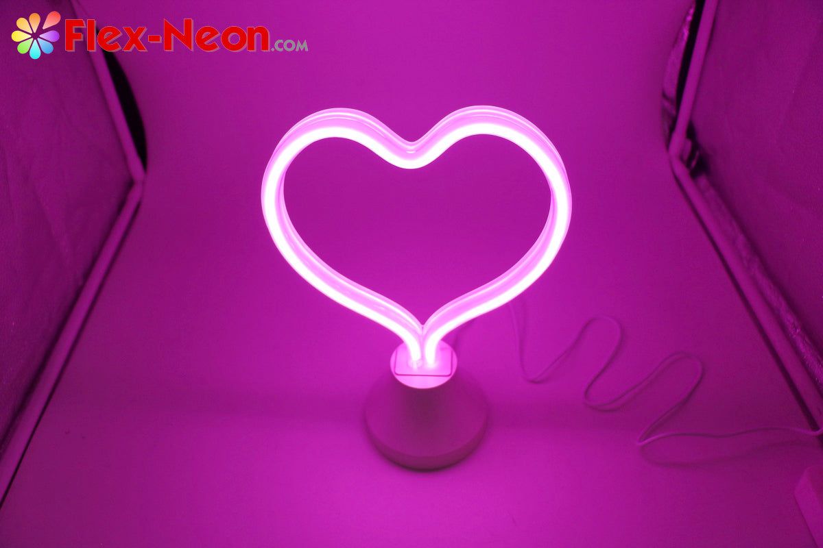 Pink Heart LED Neon Tube Night Light romantic night light authorized by by Flex-Neon.com