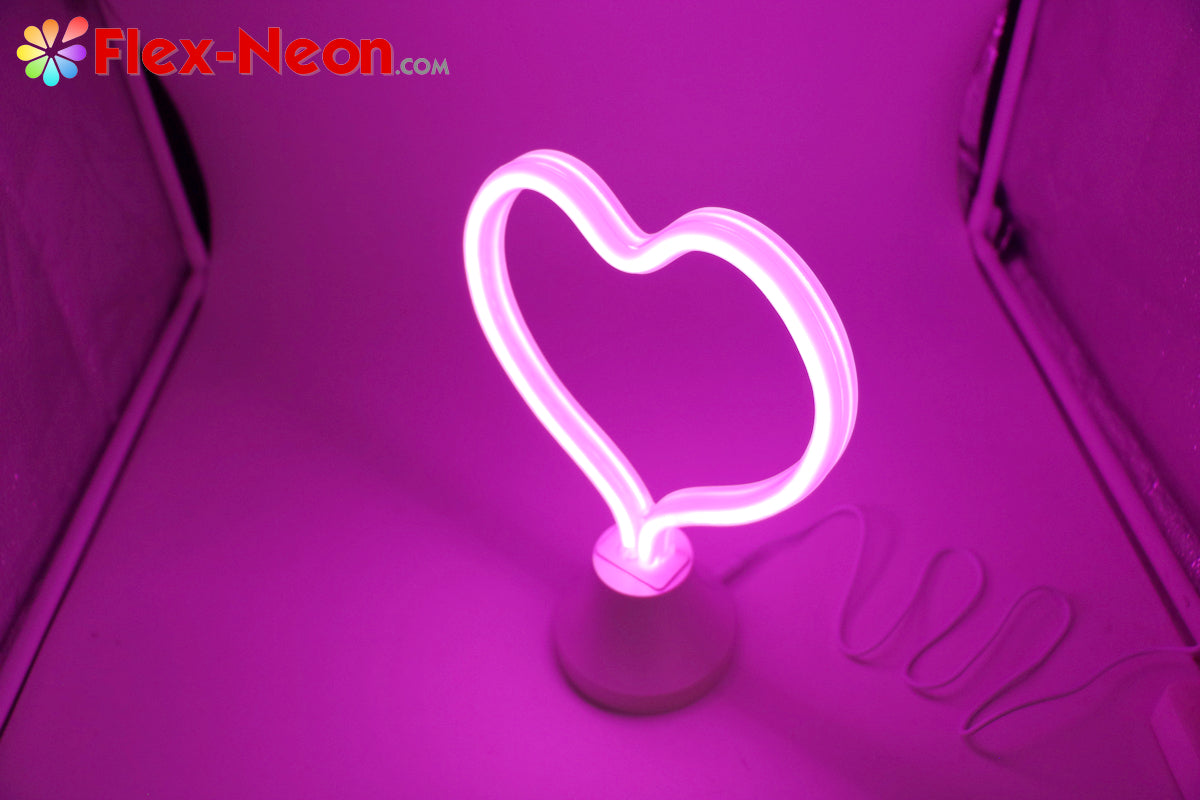 Pink Heart LED Neon Tube Night Light romantic night light authorized by by Flex-Neon.com