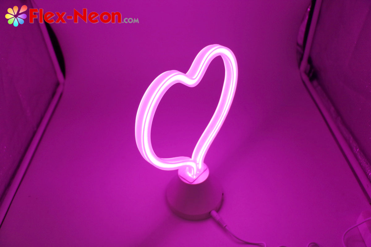 Pink Heart LED Neon Tube Night Light romantic night light authorized by by Flex-Neon.com