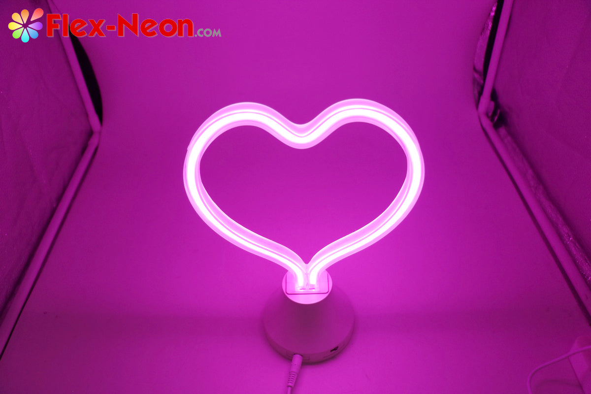 Pink Heart LED Neon Tube Night Light romantic night light authorized by by Flex-Neon.com