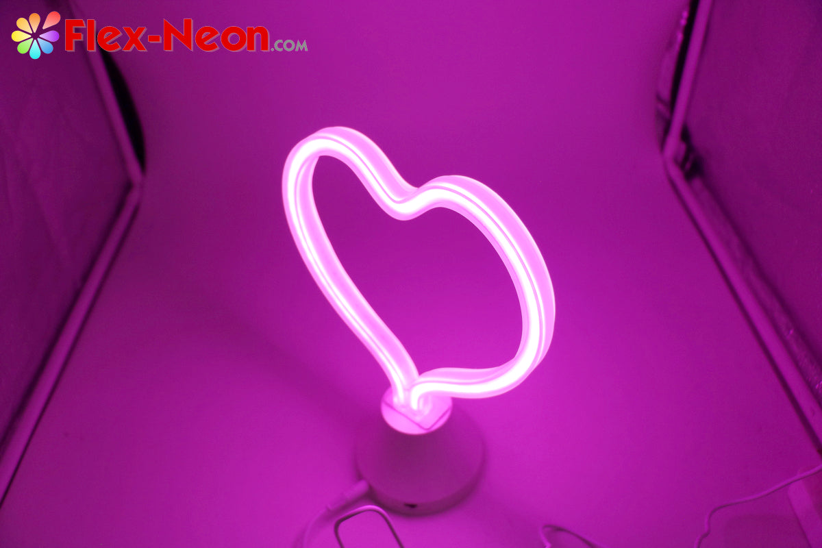 Pink Heart LED Neon Tube Night Light romantic night light authorized by by Flex-Neon.com