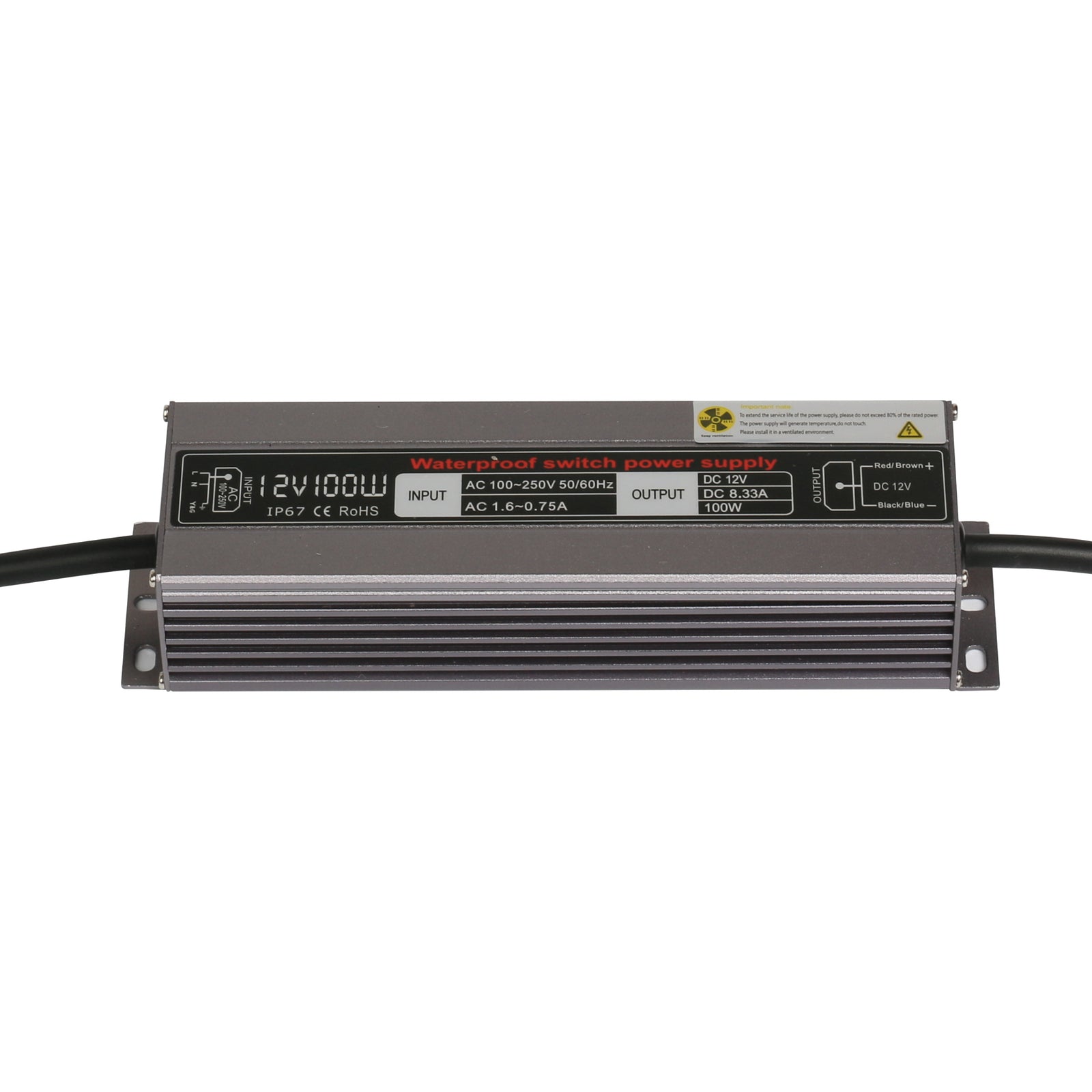 12V 100W LED Power Supply Waterproof IP67 100-260V AC output 12V DC 8.3A KNL