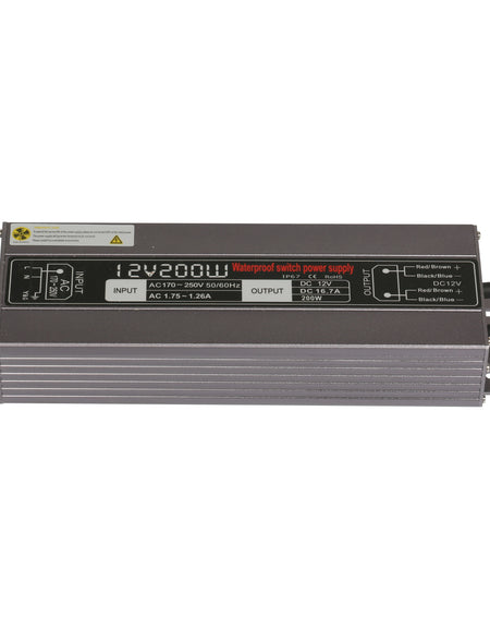 12V 200W LED Power Supply Waterproof IP67 100-130V AC or 170-260V AC output 12V 16.67A KNL