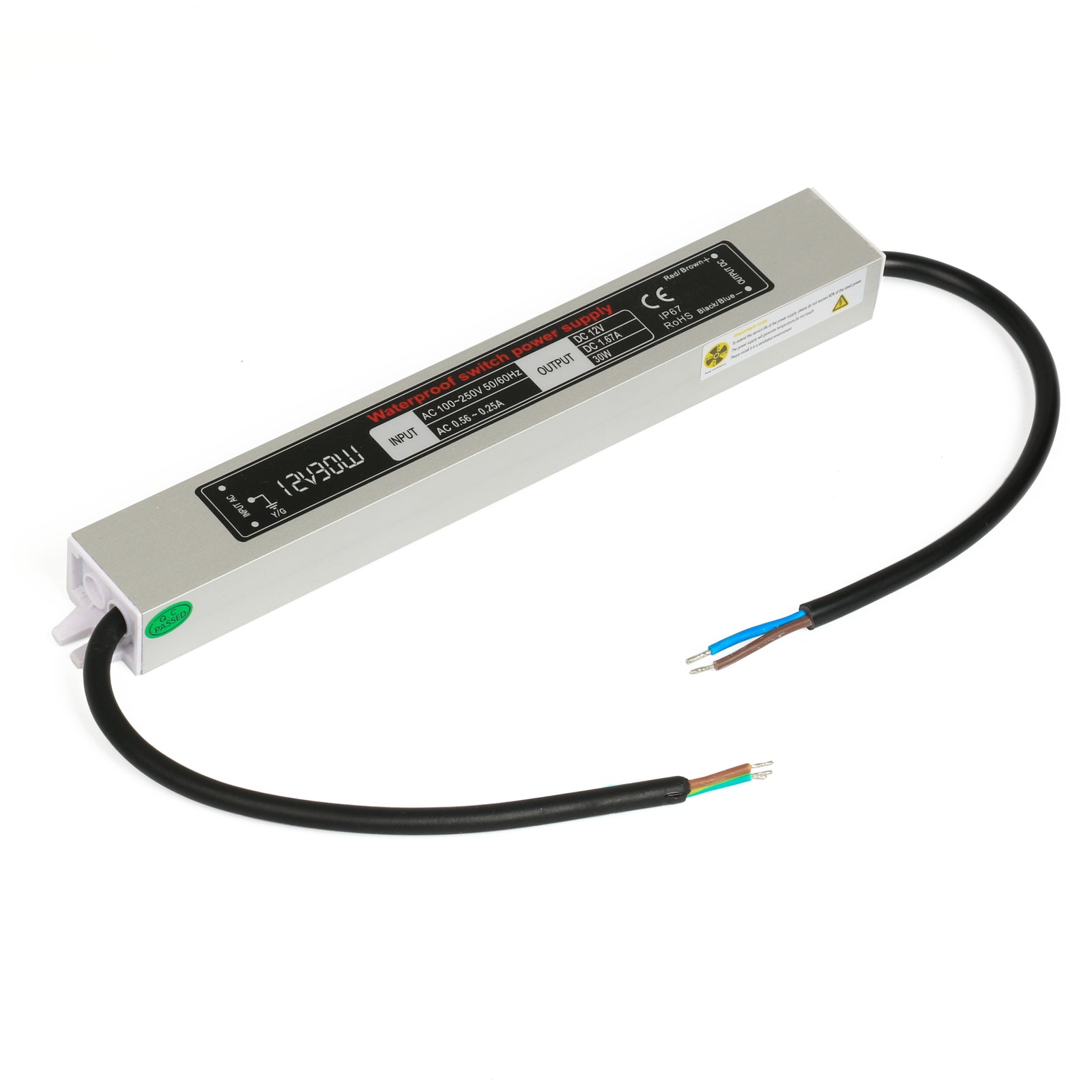 12V 30W LED Power Supply for LED strip Waterproof IP67 Input 100-260V AC output 12V DC 2.5A