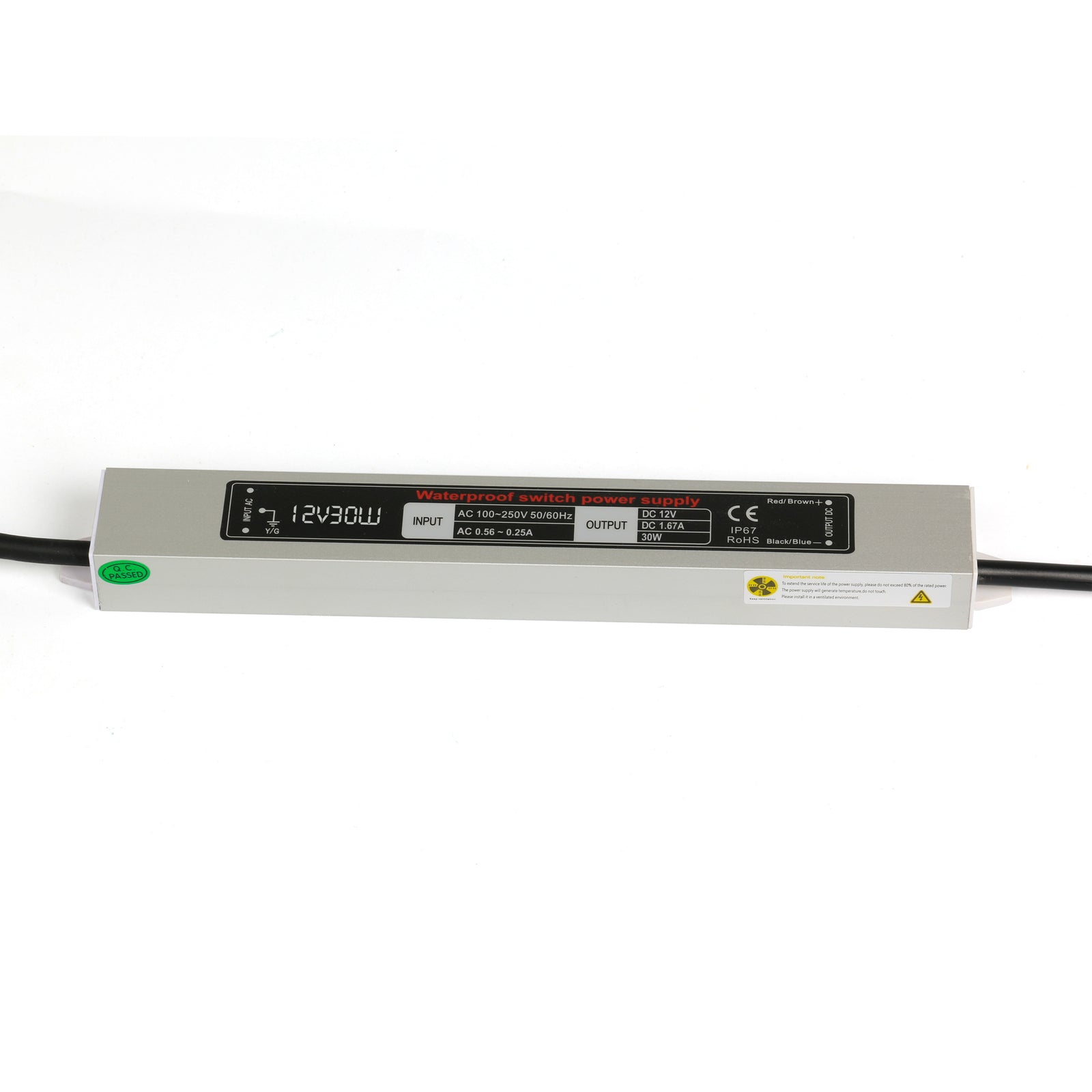 12V 30W LED Power Supply for LED strip Waterproof IP67 Input 100-260V AC output 12V DC 2.5A