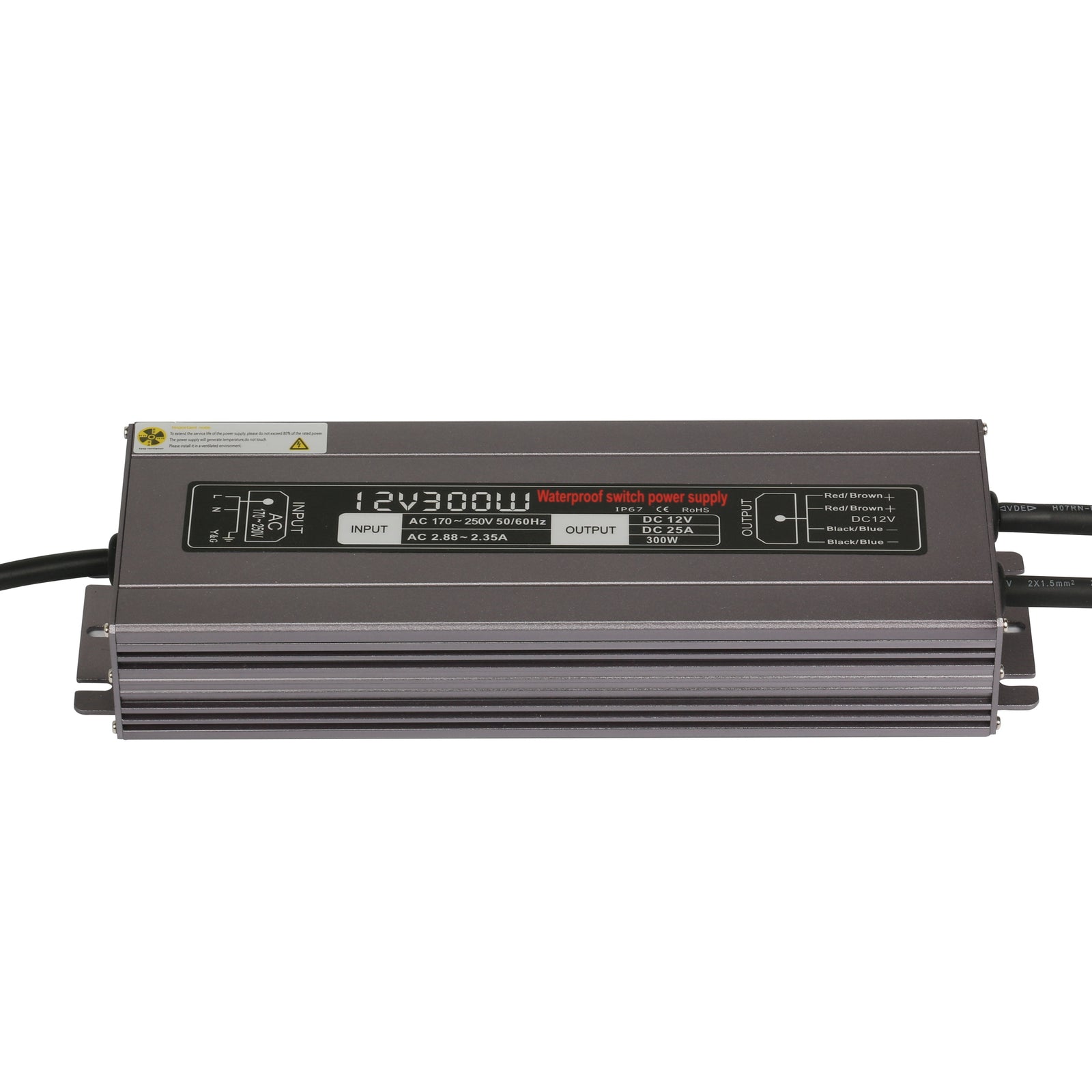 12V 300W LED Power Supply waterproof IP67 input 100-130V or 170-260V AC output 12V 25A KNL