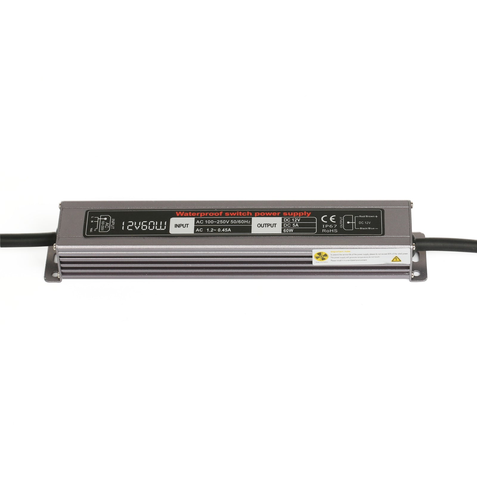 12V 60W LED Power Supply waterproof IP67 100-260V AC output 12V DC 5A for led strip light