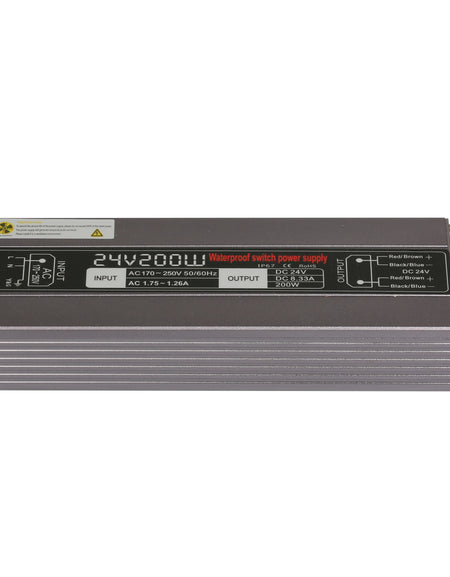 24V 200W LED Power Supply Waterproof IP67 100-130V AC or 170-260V AC output 24V 8.33A KNL