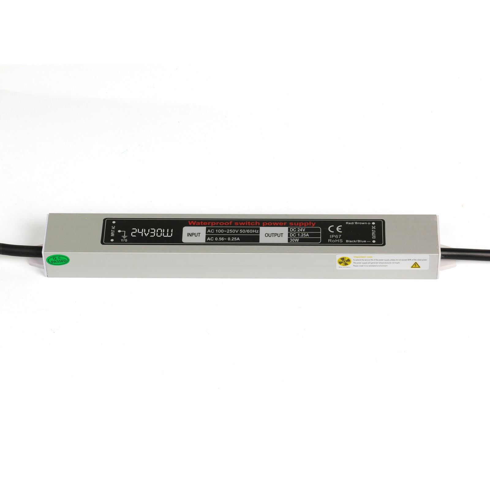 24V 30W LED Power Supply for LED strip Waterproof IP67 Input 100-260V AC output 12V DC 1.25A