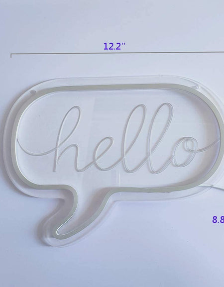 Flex-Neon.com Unique Hello Neon Sign with 3D Art,Powed by USB Neon Sign. Blue & Pink Neon Light Sign with Dimmable Switch. (Hello-M)