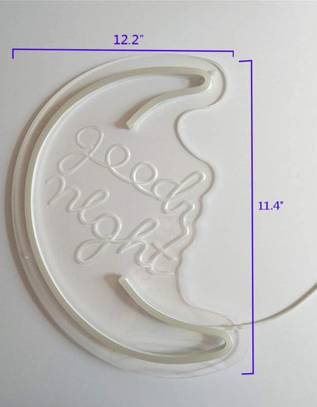 Flex-Neon.com Good Night Neon Sign with 3D Art,Powed by USB Neon Sign. Moon Neon Sign with Dimmable Switch (moon-good nignt)