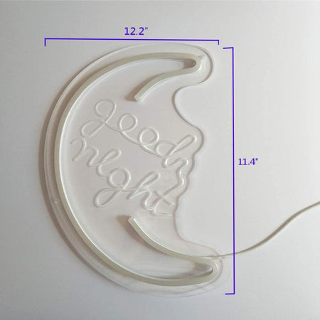 Flex-Neon.com Good Night Neon Sign with 3D Art,Powed by USB Neon Sign. Moon Neon Sign with Dimmable Switch (moon-good nignt)