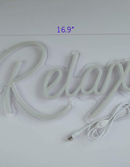 Flex-Neon.com Blue Relax Neon Sign, 5v USB Powered. Nice Looking Blue Neon Relax Sign with Dimmable Switch. Neon Signs for Wall Decor (relax)