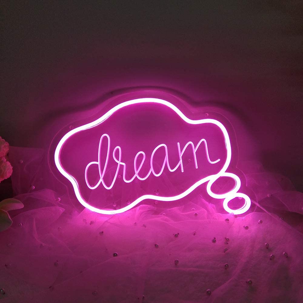 Flex-Neon.com Unique Dream Bubble Neon Sign with 3D Art,Powed by USB Neon Sign. Neon Light Sign with Dimmable Switch. (Teal Blue)