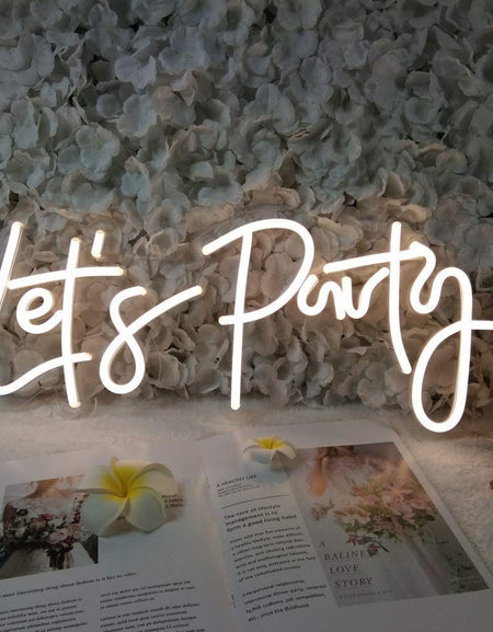 Neon Sign Let's Party Sign for Bachelorette Party Engagement Party First Birthday Favors, Birthday Party,Wedding,Size- 23X10inches LED Tube Sign for Wall Decor. (Power Adapter included)
