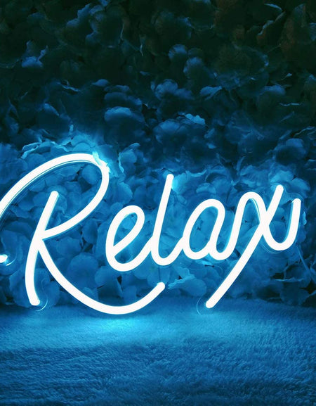Flex-Neon.com Blue Relax Neon Sign, 5v USB Powered. Nice Looking Blue Neon Relax Sign with Dimmable Switch. Neon Signs for Wall Decor (relax)