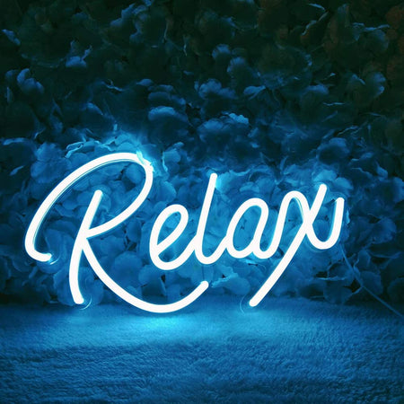Flex-Neon.com Blue Relax Neon Sign, 5v USB Powered. Nice Looking Blue Neon Relax Sign with Dimmable Switch. Neon Signs for Wall Decor (relax)