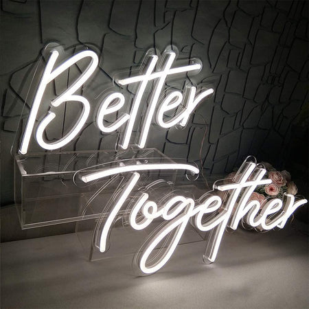Better Together Neon Sign for Wall, Bedroom, Home,Decor, Warm White Neon Sign for Bridal Shower, Party,Weeding Decoration, 24x10+179 inches (Power Adapter Included)