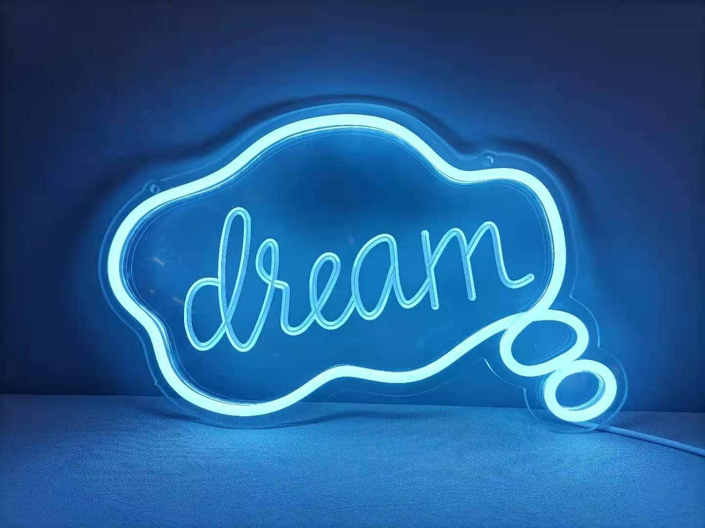 Flex-Neon.com Unique Dream Bubble Neon Sign with 3D Art,Powed by USB Neon Sign. Neon Light Sign with Dimmable Switch. (Teal Blue)