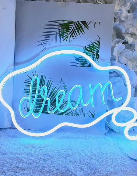 Flex-Neon.com Unique Dream Bubble Neon Sign with 3D Art,Powed by USB Neon Sign. Neon Light Sign with Dimmable Switch. (Teal Blue)