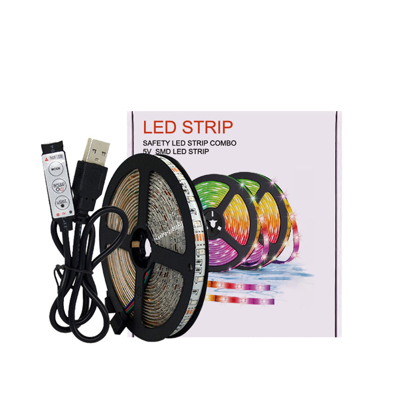 5V USB LED Strip 5050 30LEDs/m RGB LED Strip TV Background Decoration Lighting MINI 3 Key Controller Kit Indoor led strip kit 5m/set