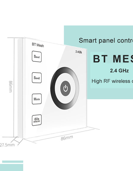 DC12-24V 2.4GHz RF Wall Mounted Single Color BT Mesh Touch Panel Remote Controller For Single Color Strip Light