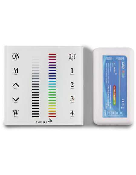 DC12V 24V RF 2.4G RF Multi Zone RF2.4G 4 Groups Wall-Mounted Touch Panel RGB LED Controller