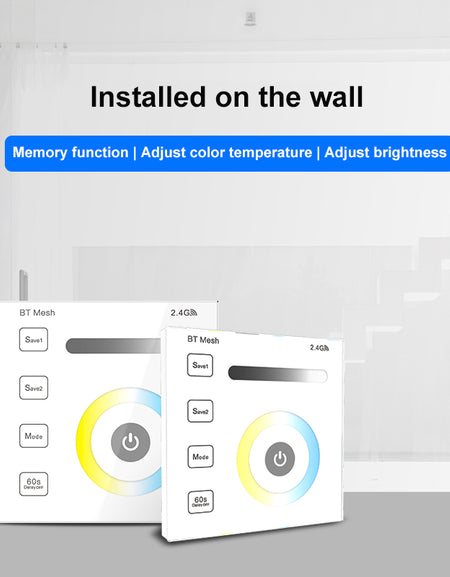 DC12-24V 96W Wall Mounted CCT BT Mesh Smart CCT BT Mesh Touch Panel Controller