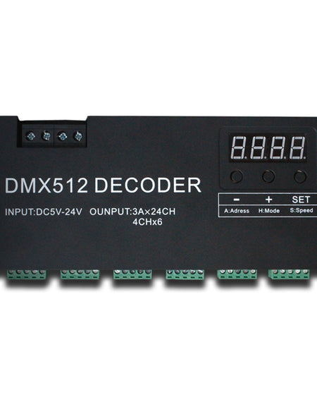 12V 24V stage light control 6 grouds 24 channels led controller rgbw DMX 512 decoder for rgbw led strips light