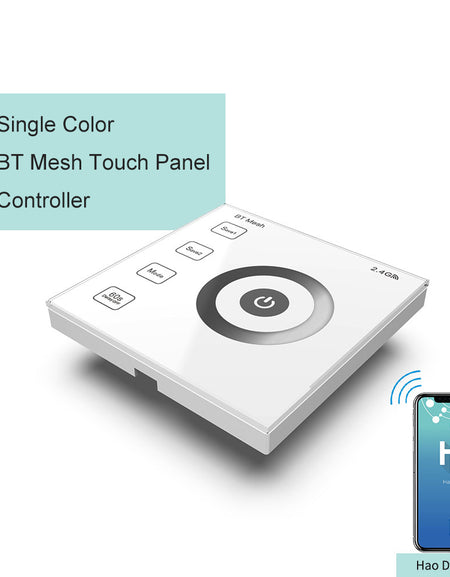 DC12-24V 2.4GHz RF Wall Mounted Single Color BT Mesh Touch Panel Remote Controller For Single Color Strip Light
