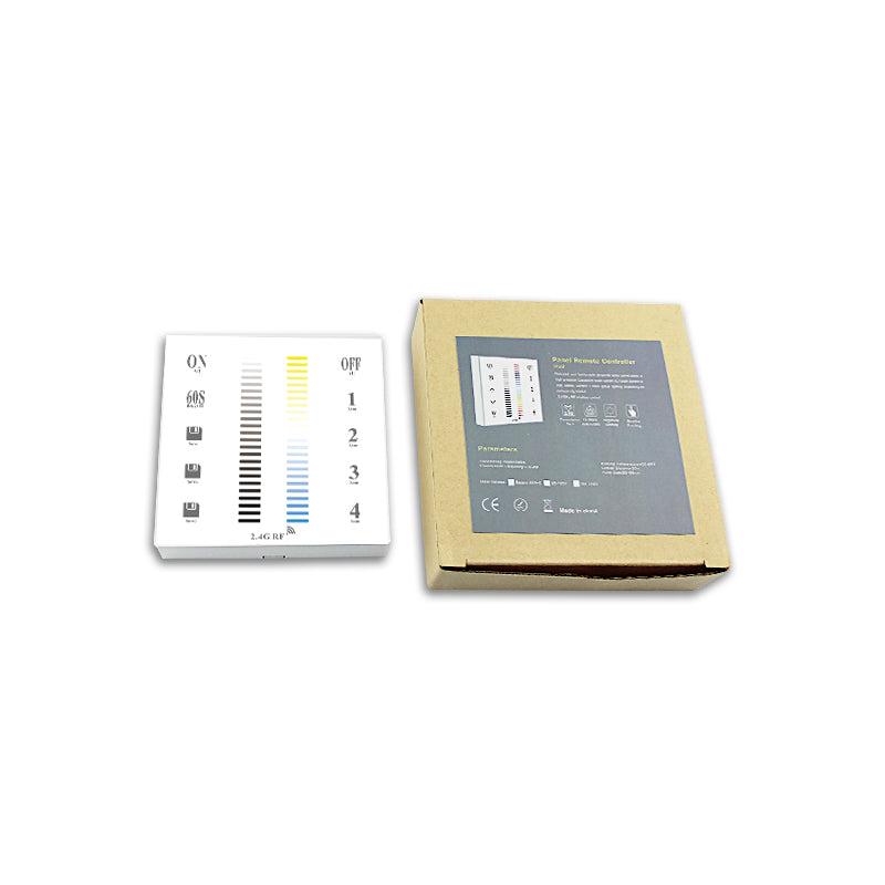 RF 2.4G RF Multi Zone 2700K 6500KRF2.4G 4-Zone Wall-Mounted Touch Panel Double Color Temperature CCT LED Dimming Controller