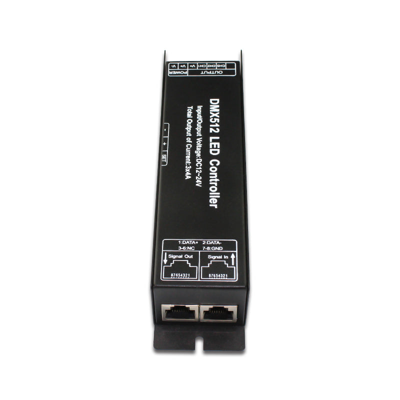 12V 192W Digital Display RGB Controller RJ45 RGB 3 Channels DMX512 Decoder