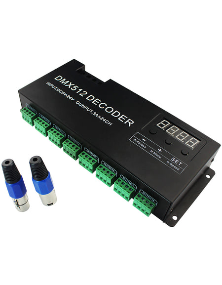 12V 864W 24V 1728W PWM Standard Digital Control Signal Output 12V 24 Channels CV DMX 512 RGB LED Controller Decoder