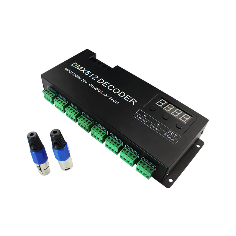 12V 864W 24V 1728W PWM Standard Digital Control Signal Output 12V 24 Channels CV DMX 512 RGB LED Controller Decoder