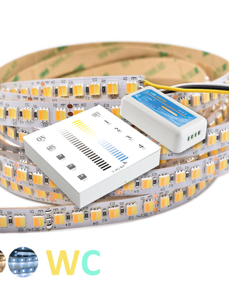 RF 2.4G RF Multi Zone 2700K 6500KRF2.4G 4-Zone Wall-Mounted Touch Panel Double Color Temperature CCT LED Dimming Controller