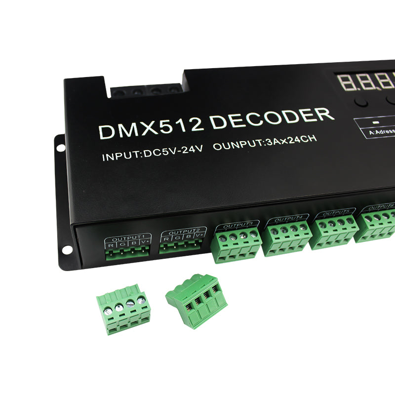 12V 864W 24V 1728W PWM Standard Digital Control Signal Output 12V 24 Channels CV DMX 512 RGB LED Controller Decoder