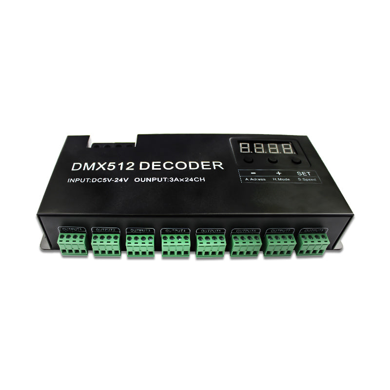 12V 864W 24V 1728W PWM Standard Digital Control Signal Output 12V 24 Channels CV DMX 512 RGB LED Controller Decoder