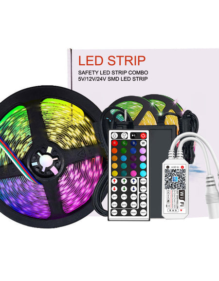 WIFI SMD5050 RGB LED Strip Google Assistant Amazon Alexa Smart WIFI RGB Strip Light Kit With 44Keys remote controller indoor IP20 waterproof IP65