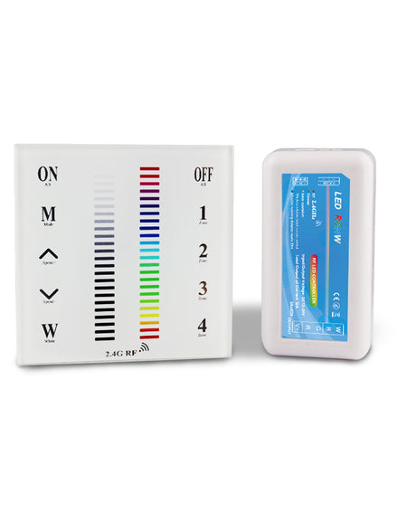 DC12V 24V RF 2.4G RF 4 Zone RF2.4G 4 Groups Wall-Mounted Touch Panel RGBW LED Controller