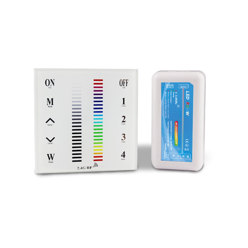 DC12V 24V RF 2.4G RF 4 Zone RF2.4G 4 Groups Wall-Mounted Touch Panel RGBW LED Controller