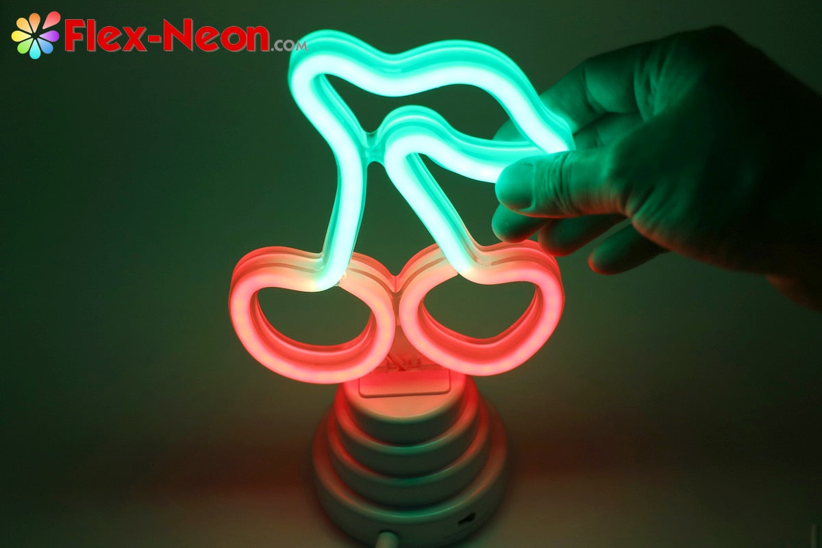 USB Battery Cute LED Neon Tube Night Light Cherry Night Light Home Bedroom Desk Lamp Christmas Gift by Flex-Neon.com