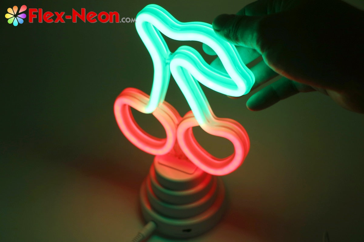 USB Battery Cute LED Neon Tube Night Light Cherry Night Light Home Bedroom Desk Lamp Christmas Gift by Flex-Neon.com