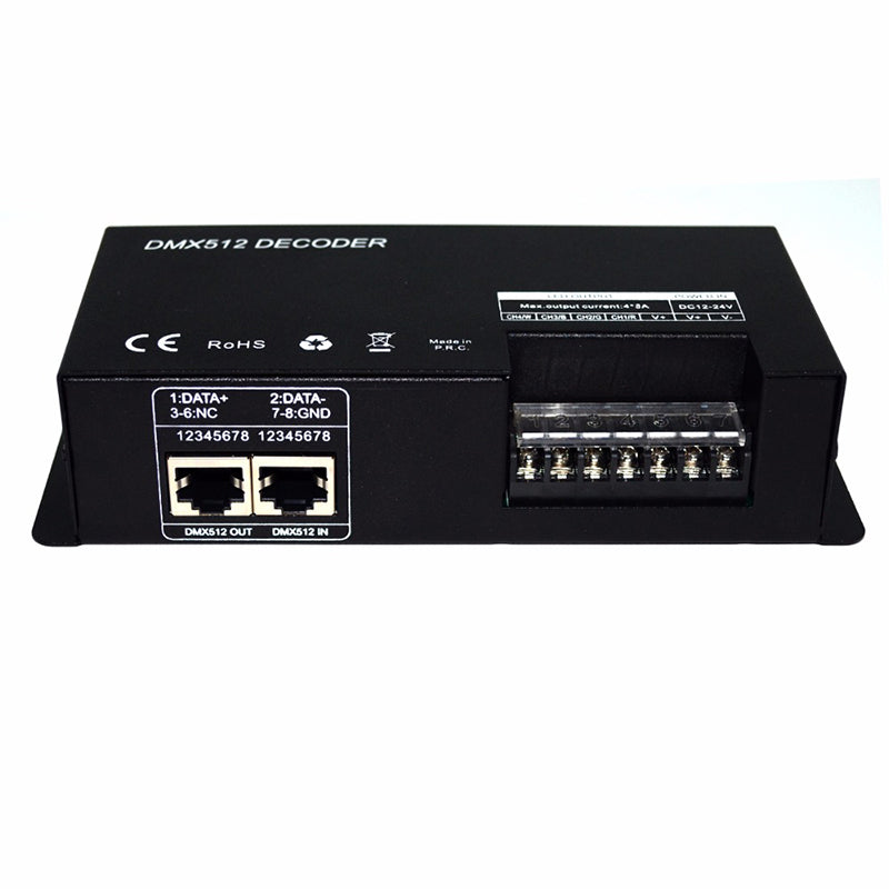 DMX 512 RJ45 DMX Lighting Project DMX Controller RGBW 4 Channel DMX512 Decoder For Stage Lights