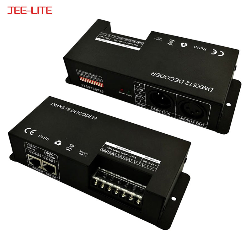 DMX 512 RJ45 DMX Lighting Project DMX Controller RGBW 4 Channel DMX512 Decoder For Stage Lights