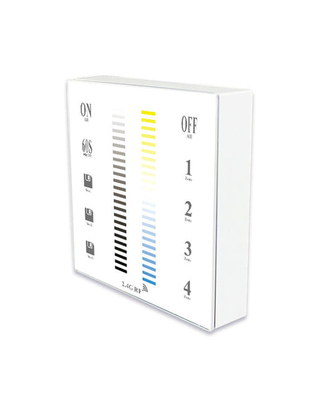 RF 2.4G RF Multi Zone 2700K 6500KRF2.4G 4-Zone Wall-Mounted Touch Panel Double Color Temperature CCT LED Dimming Controller